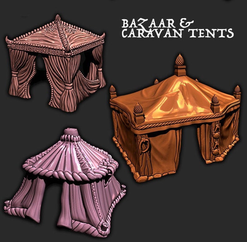 Bazaar and Caravan Tents 32mm or 28mm Fantasy Terrain Etsy
