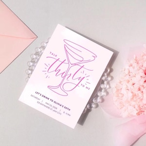 30th Birthday invitation printable file | Dirty 30 invite | Birthday invitation | Pink birthday invitation | Talk thirty to me party invite