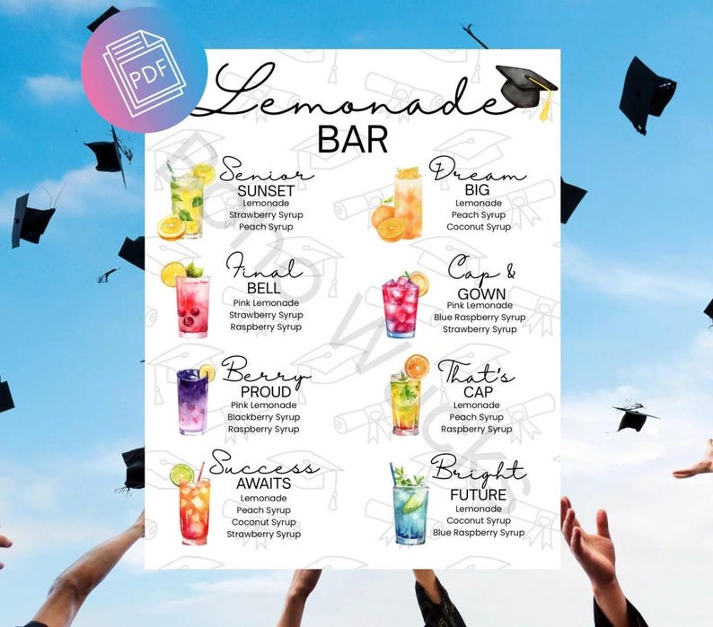 Graduation Lemonade Stand Sign Graduation Lemonade Bar Sign PNG | Grad Party Drink Station Sign ...