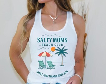 Salty Moms Club Girls Just Wanna Have Sun PNG | Fire Summer Mom Life Design | Sublimation Digital Download | Funny Beach Shirt Clipart | Mom