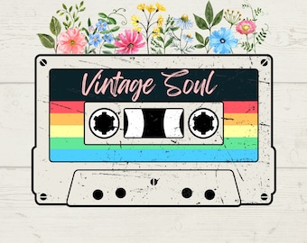 Vintage Soul Cassette Tape PNG | Retro cassette tape png | 90's music png | Music Festival png | Digital Download | Wildflower PNG