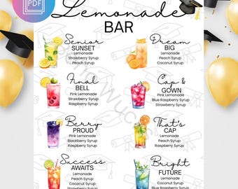 Graduation Lemonade Bar Sign PNG | Grad Party Drink Station Sign | Printable Lemonade Stand Decor | Graduation Party Sign Digital Download