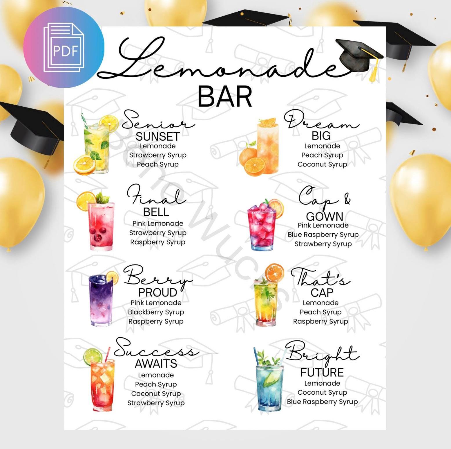 Graduation Lemonade Bar Sign PNG | Grad Party Drink Station Sign ...