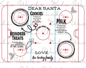 Hockey Santa Cookies and Milk Board PNG and SVG | Hockey SVG | Hockey png | Cookies and milk svg | Cookies and milk png | Hockey Christmas