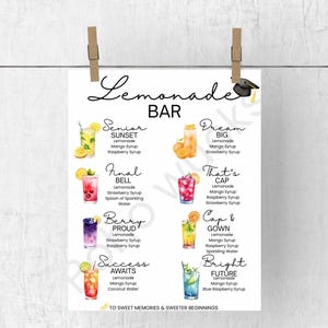 Graduation Lemonade Bar Sign Editable PNG | Grad Party Drink Station Sign | Printable Lemonade Stand Decor | Party Sign Digital Download