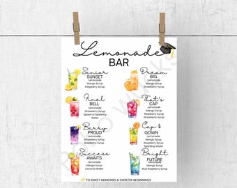 Graduation Lemonade Bar Sign Editable PNG | Grad Party Drink Station Sign | Printable Lemonade Stand Decor | Party Sign Digital Download