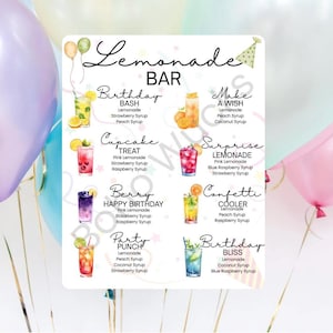 Birthday Lemonade Bar Sign PNG | Digital Download | Lemonade Stand Party Decor | Pink Lemonade Sign | Birthday Party Drink Station Printable