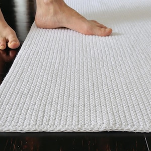 Custom Size Cotton Bath Mat – Handmade Reversible Rug, Off White or 25 Colors, Soft & Absorbent, Machine Washable