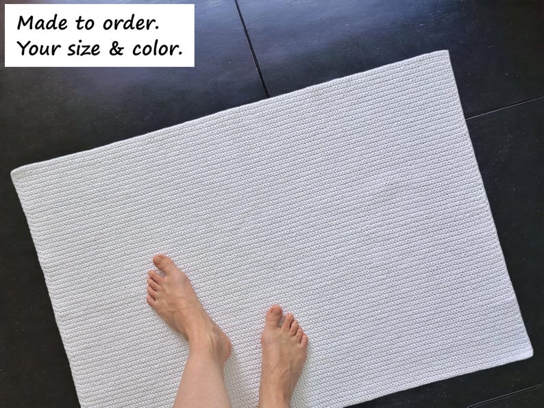 Custom Bath Mat: Handmade Cotton Rug — Size & Color Options image 4