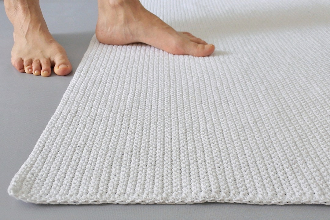 Custom Size Reversible off White Bath Mat Handmade From High Etsy