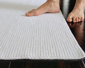 Cotton Bath Mat: Handmade Reversible Rug — Custom Size, Color Options