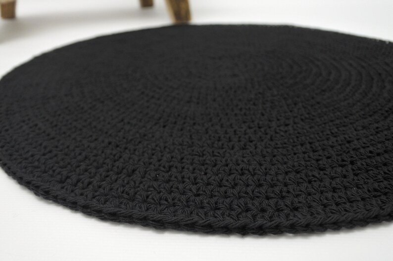 Many Sizes Black Cotton Bath Rug Mat Black Round Bathroom Etsy