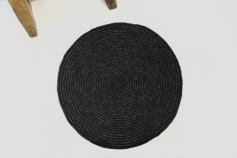 Many Sizes Black Cotton Bath Rug Mat Black Round Bathroom Etsy
