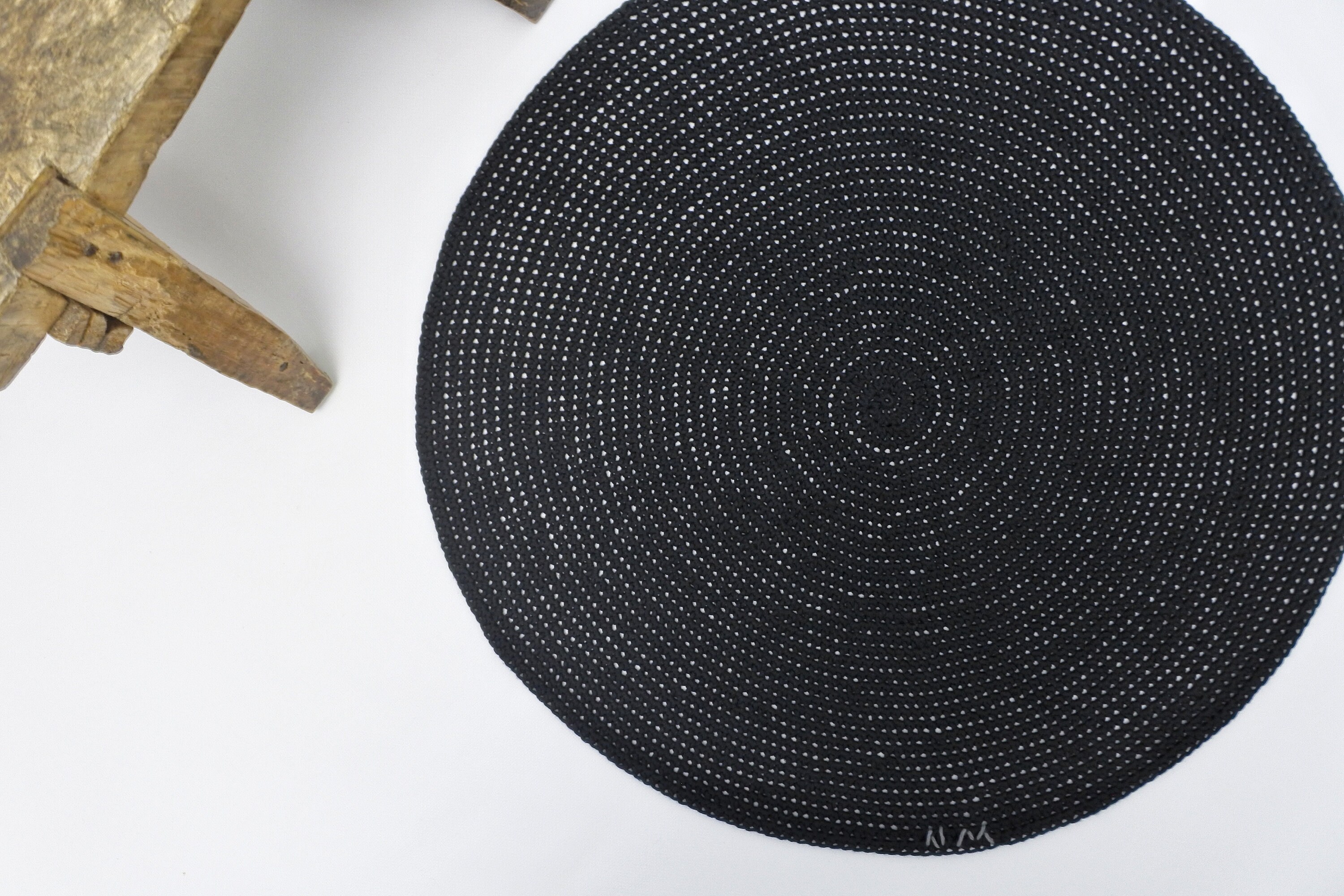 Black Round Bath Mat Small Round Bathroom Rug Etsy
