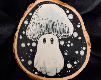 Mushroom Ghost Painting - Body Positive Art // Gothic Style // Gothic Gifts // Alternative Art //  Ghost Merchants // Mushroom Art