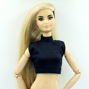 12" Doll Clothes, Black Cropped Blouse  - Outfit 1/6 scale