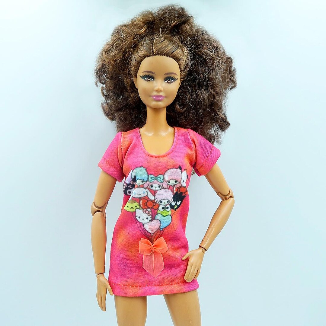 12 Doll Clothes, Hello Kitty Print Dress With Bow Outfit 1/6 Scale - Etsy