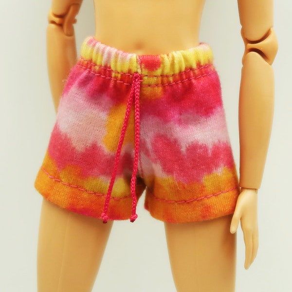 Doll Clothes 1/6-scale 11,5-inch - Pink and orange tie dye print Shorts