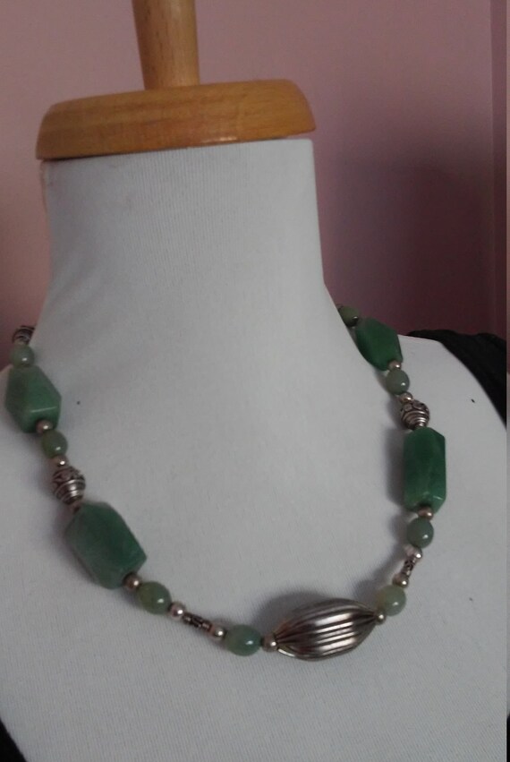 Lovely,Vintage,Jade and Silver necklace. - image 1