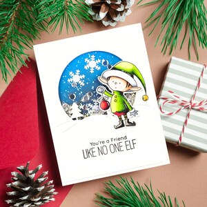 Carte de Noël Shaker elfe, carte de voeux joyeux Noël ami