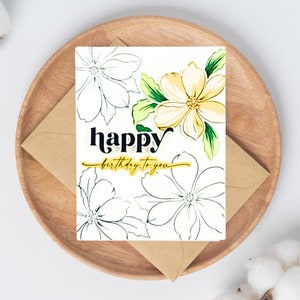 Joyeux anniversaire à vous, jolie carte d'anniversaire, carte d'anniversaire pour femme, fleurs Altenew, carte de fleurs jaunes