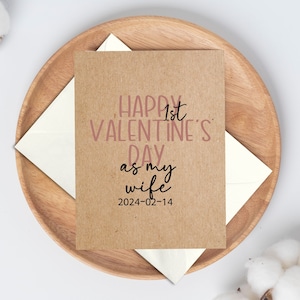 Première Saint-Valentin en tant qu’épouse, Joyeuse Saint-Valentin à la nouvelle femme, Carte de Saint-Valentin simple et mignonne, Carte de Saint-Valentin 2024