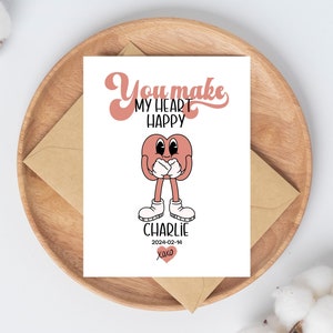 Carte de Saint-Valentin personnalisée pour enfant, vous faites mon coeur heureux, jolie carte de Saint-Valentin pour les enfants