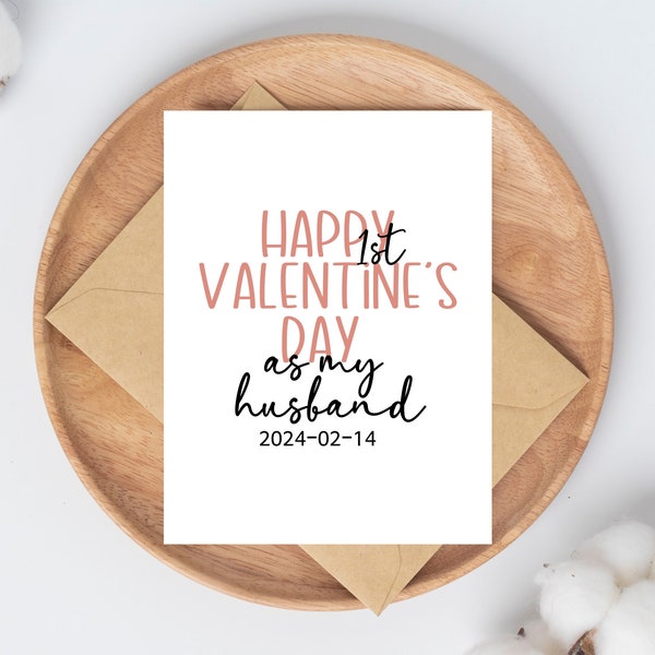 First Valentine's Day as Husband, Happy Valentine's Day to New Husband, Cute Simple Valentine's Day Card, 2024 Valentine's Day Card