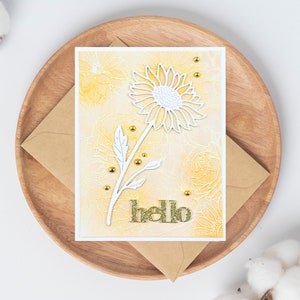 Sunflower Hello Greeting Card, Bright Orange and Gold