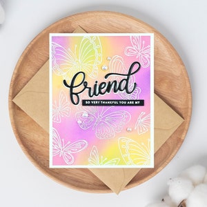 Colorful Friend Card, Pink and yellow friendship Card, Thankful for friend, Thank you to Friend