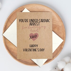 Carte de Saint-Valentin drôle de jeu de mots, vous êtes en arrêt cardiaque, carte de Saint-Valentin 2024, jolie carte de Saint-Valentin,