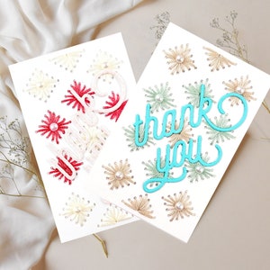 Lot de cartes de remerciement, jeu de cartes à broder, cartes de broderie, jolie carte de remerciement, petites cartes de remerciement, 2 pour 1