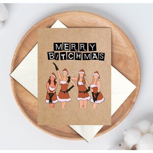 Carte de Noël méchante filles, joyeux Noël chiennes, carte de Noël drôle, carte de Noël pour amies filles, joyeux chiennes