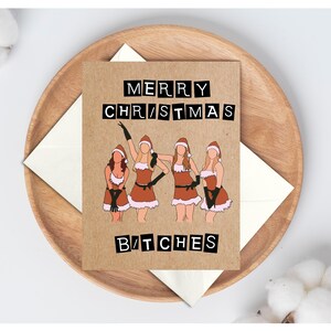 Carte de Noël méchante filles, joyeux Noël chiennes, carte de Noël drôle, carte de Noël pour amies