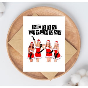 Carte de Noël méchante filles, joyeux Noël chiennes, carte de Noël drôle, carte de Noël pour amies filles, joyeux chiennes
