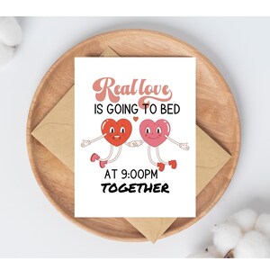 Carte de Saint-Valentin rétro, vrai amour, aller au lit, jolie carte de Saint-Valentin