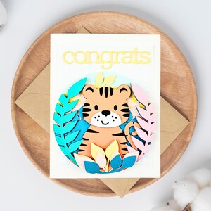 Cadeaux baby shower, Carte de félicitations pour nouveau bébé, Boîte pour cartes de baby shower, Jolies cartes pour enfants, Cartes 3D, Carte Tigar pour bébé, Shadow Box