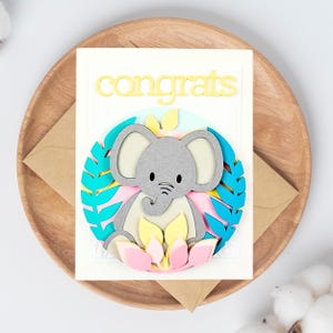 Cadeaux baby shower, Carte de félicitations pour nouveau bébé, Boîte pour cartes de baby shower, Jolies cartes pour enfants, Cartes 3D, Carte éléphant pour bébé, Shadow Box