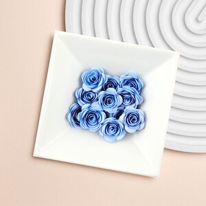 Junk Journal Ephemera, Petites roses pour la journalisation, Scrapbooking Dusty Blue Rose Stickers, Autocollants 3D, Découpes 3D, Fleurs 3D pour l’artisanat