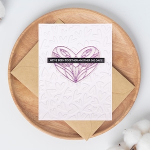 Carte d'anniversaire de mariage, 365 jours d'amour, joli cœur scintillant