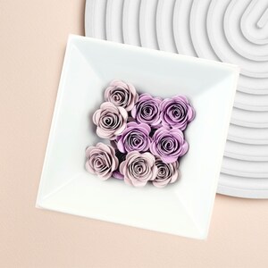 Papier éphémère pour carnets, Douzaine de petites roses violettes pour journal, Stickers roses pour scrapbooking, Stickers 3D, Découpes 3D, Fleurs 3D pour travaux manuels