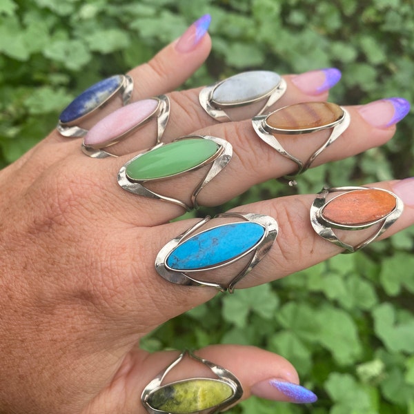 ADJUSTABLE stone ring • peruvian stone ring • alpaca silver • authentic stones • adjustable • artisan • boho gemstone • authentic • ethical