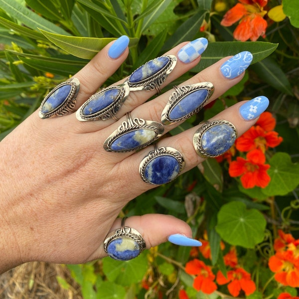 LAPIS LAZULI adjustable stone ring • blue stone ring • adjustable • peruvian stone ring • alpaca silver • handmade • artisan jewelry •