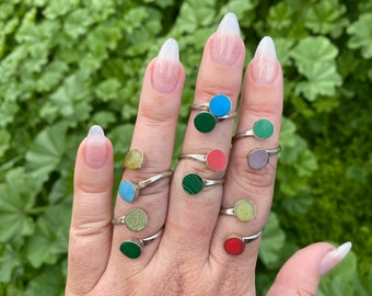 Handmade Peruvian Stone Ring: Adjustable Alpaca Silver