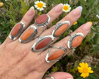 Handmade Jasper Stone Ring: Adjustable Alpaca Silver, Peruvian Jewelry