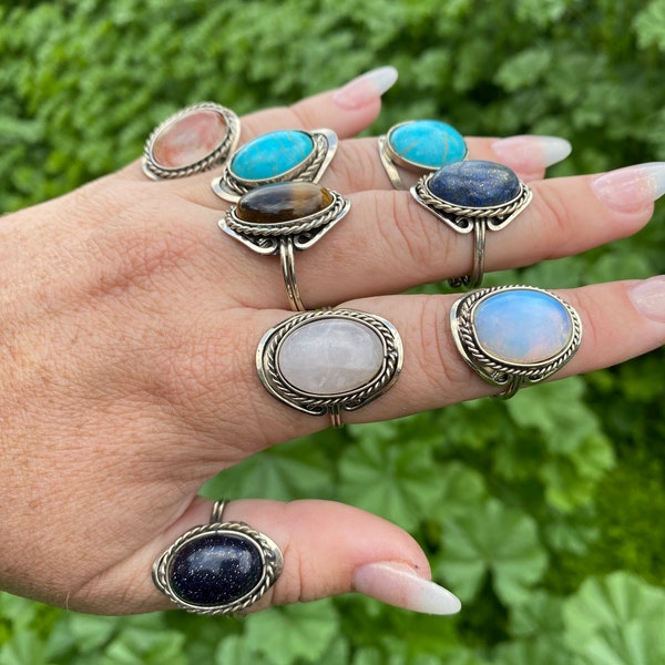 ADJUSTABLE stone ring • peruvian stone ring • alpaca silver • authentic stones • adjustable • artisan • boho gemstone • authentic • ethical