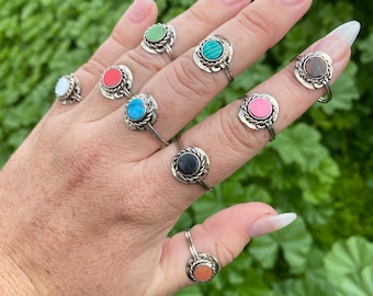 Adjustable Stone Ring: Handmade Peruvian Alpaca Silver Jewelry