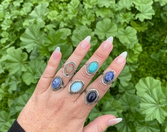 Adjustable Stone Ring: Handmade Peruvian Alpaca Silver, Ethical Gemstone