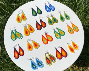 Beaded Teardrop Earrings • Artisan Made Beaded Earrings • Colorful Beaded Boho Jewelry • Indigenous Mexican Earrings • Unique Rainbow •
