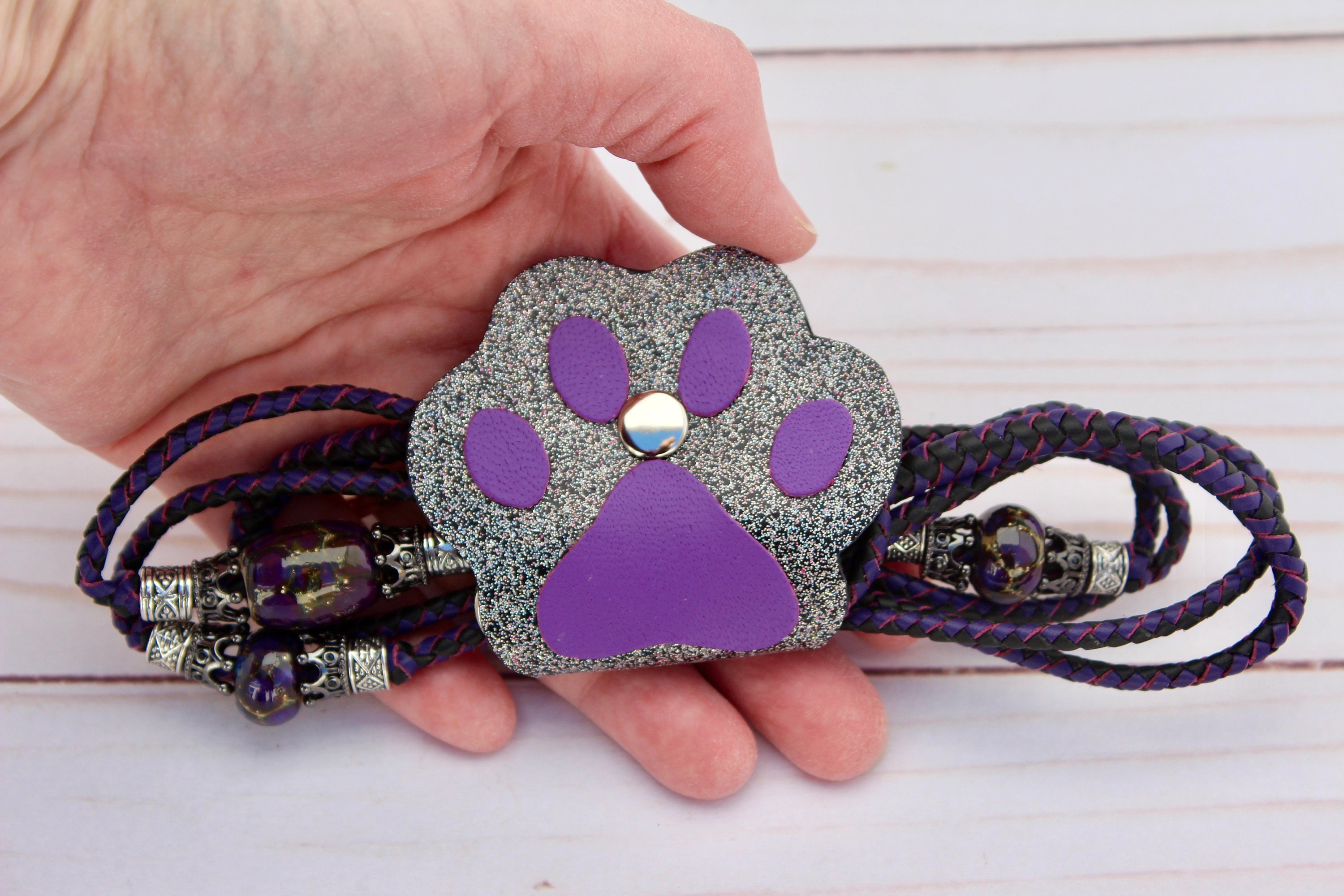 Paw Print Leather Lead Keeper//Paw Print Leather Cord Etsy